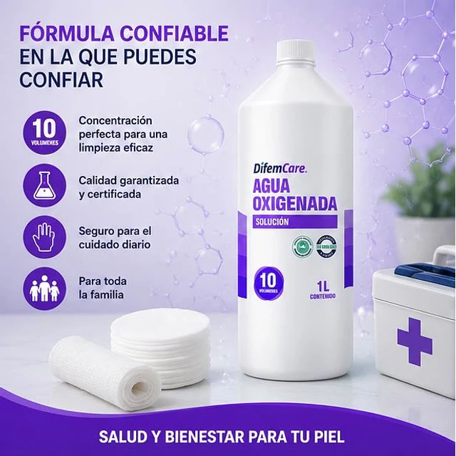 Agua Oxigenada Solución Difem 10v 1000ml