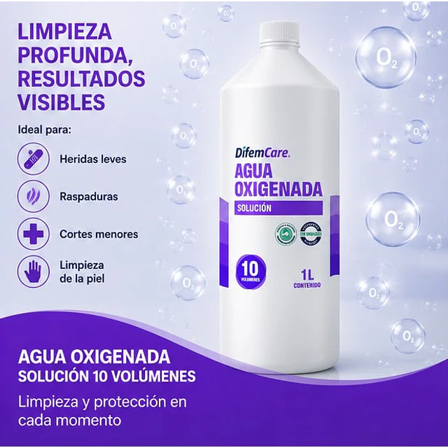Agua Oxigenada Solución Difem 10v 1000ml