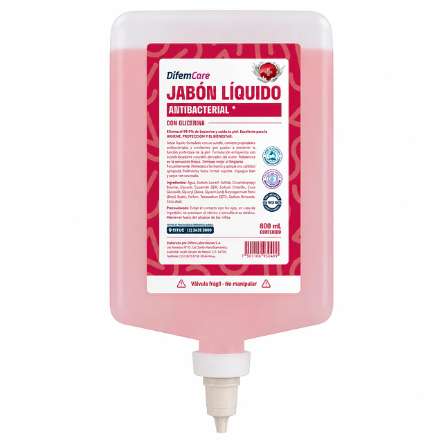 Jabon Liquido Antibacterial Con Glicerina 800ml Difem Care