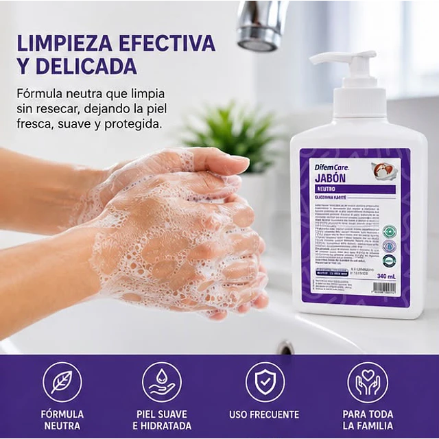 Jabon Neutro Con Glicerina Karite 340ml Difem Care