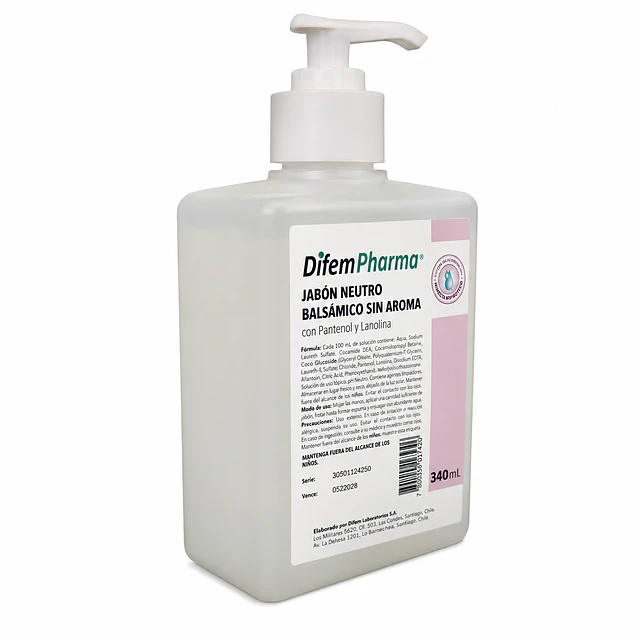 Jabón Neutro Balsámico Sin Aroma 340ml Difem Care