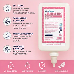 Jabón Neutro Balsámico Sin Aroma 800ml Difem Care