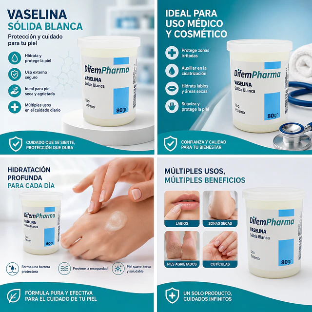 Vaselina Sólida Blanca 80gr Difem 