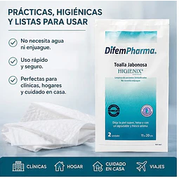Toallas Jabonosa Higienix Difem Sin Enjuague Sobre 2 Uds