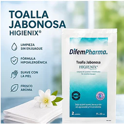 Toallas Jabonosa Higienix Difem Sin Enjuague Sobre 2 Uds