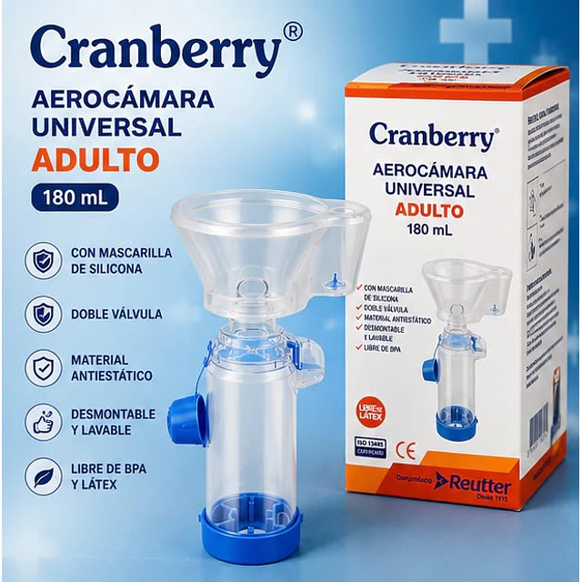 Aerocámara Adulto Cranberry 180ml