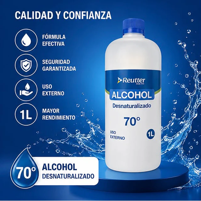 Alcohol Desnaturalizado 70° 1 Litro Reutter 