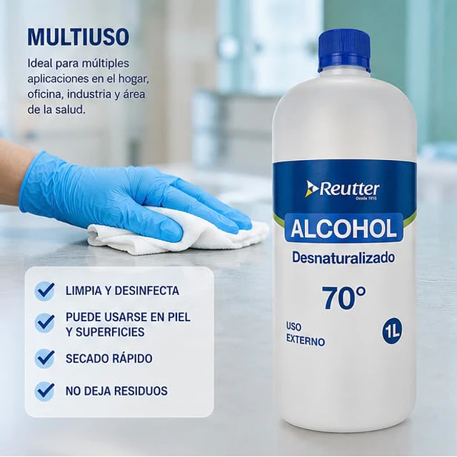 Alcohol Desnaturalizado 70° 1 Litro Reutter 
