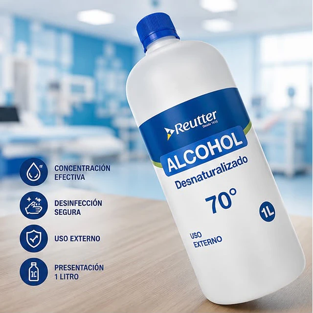 Alcohol Desnaturalizado 70° 1 Litro Reutter 