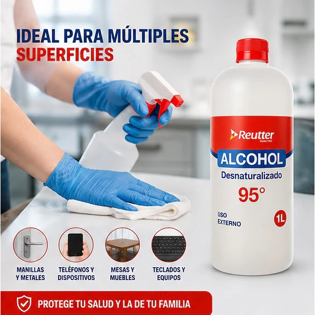 Alcohol Desnaturalizado 95° 1 Litro Reutter 