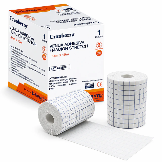 Venda Gasa Adhesiva Fijación Stretch 5 Cm X 10 M Cranberry