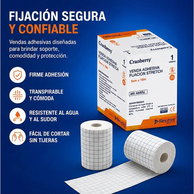 Venda Gasa Adhesiva Fijación Stretch 5 Cm X 10 M Cranberry