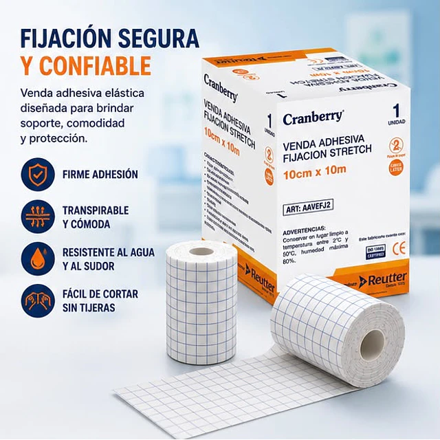 Venda Gasa Adhesiva Fijación Stretch 10 Cm X 10 M Cranberry