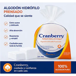 Algodón Hidrófilo Prensado Cranberry 100grs