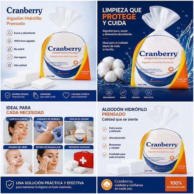 Algodón Hidrófilo Prensado Cranberry 100grs