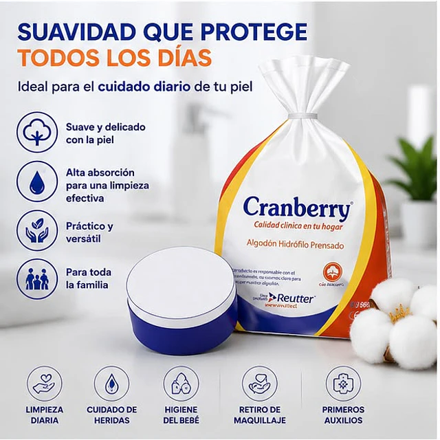 Algodón Hidrófilo Prensado Cranberry 250grs