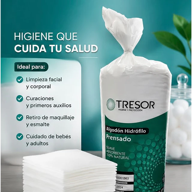 Algodón Hidrófilo Prensado Tresor 1kg