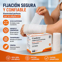 Venda Gasa Elasticada / 20U Cranberry  (SELECCIONAR MEDIDA)