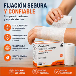 Venda Gasa Elasticada / 20U Cranberry  (SELECCIONAR MEDIDA)