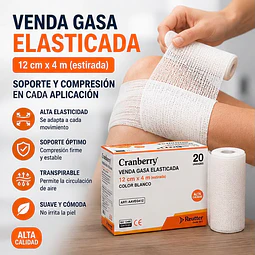 Venda Gasa Elasticada / 20U Cranberry  (SELECCIONAR MEDIDA)