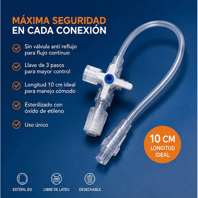 Alargador Venoso Con Llave De 3 Pasos 10 cm
