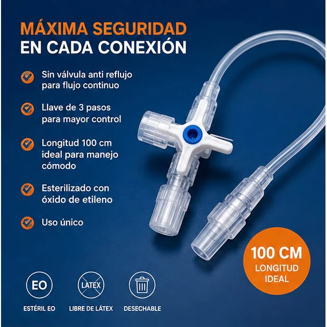 Alargador Venoso Con Llave De 3 Pasos 100 cm