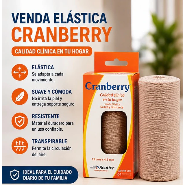 Venda Elástica Suave Y Resistente Cranberry