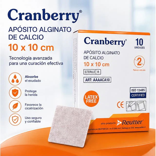 Apósito Alginato De Calcio 10x10 X 1 Unidad - Cranberry
