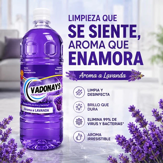 Limpia Pisos Aroma Lavanda Vadonays 1800ml