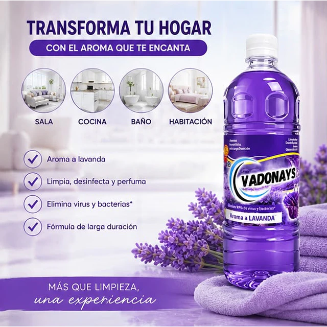 Limpia Pisos Aroma Lavanda Vadonays 1800ml