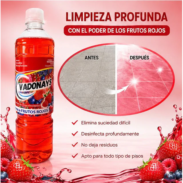 Limpia Pisos Aroma Frutros rojos Vadonays 900ml