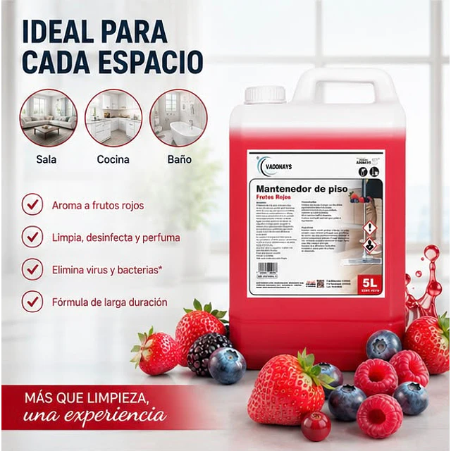 Limpia Pisos Aroma Frutos Rojos Vadonays 5 Litros