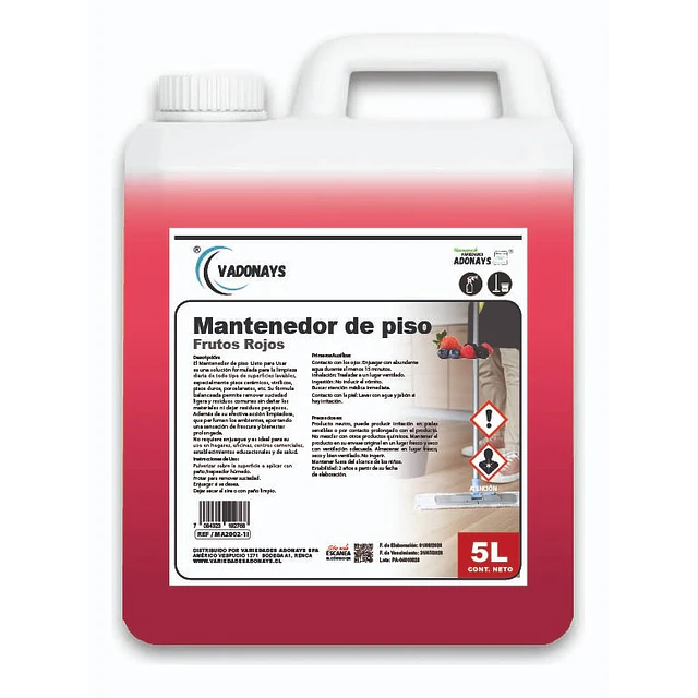 Limpia Pisos Aroma Frutos Rojos Vadonays 5 Litros