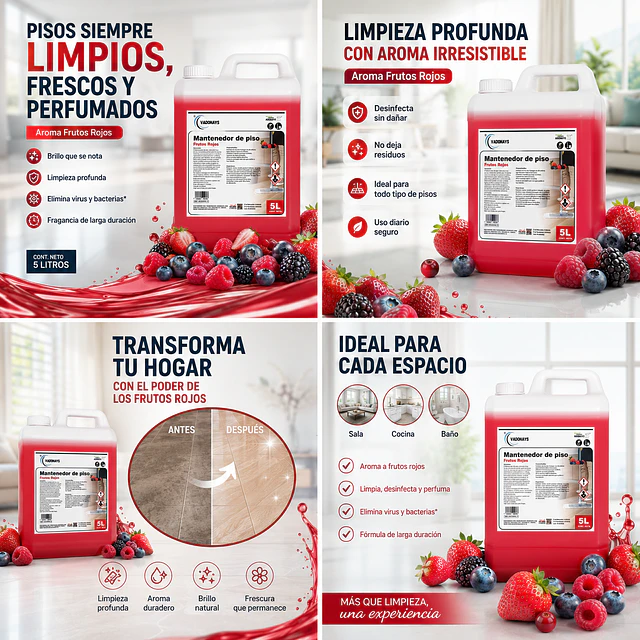 Limpia Pisos Aroma Frutos Rojos Vadonays 5 Litros