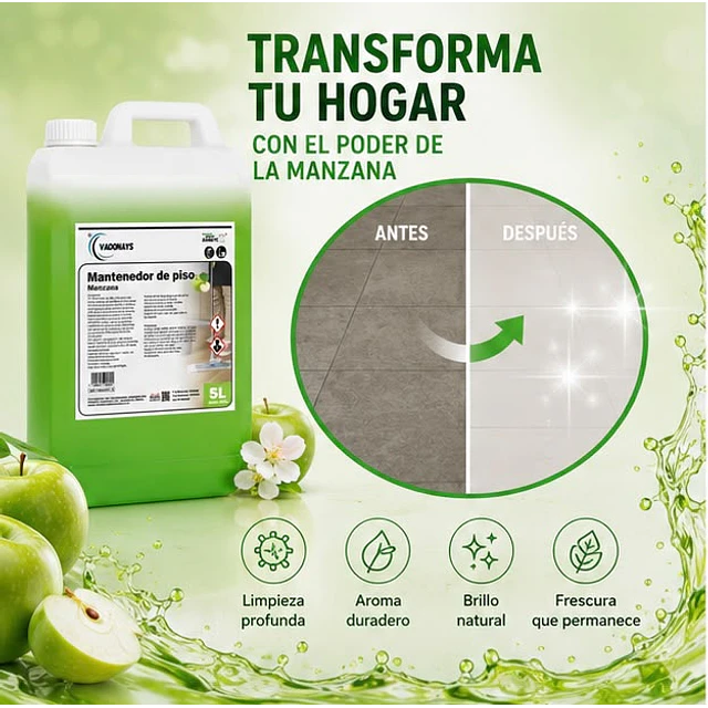 Limpia Pisos Aroma Manzana Vadonays 5 Litros