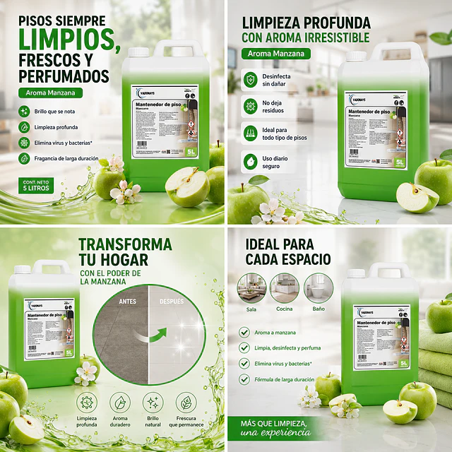 Limpia Pisos Aroma Manzana Vadonays 5 Litros