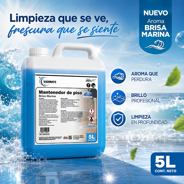 Limpia Pisos Aroma Brisa Marina Vadonays 5 Litros