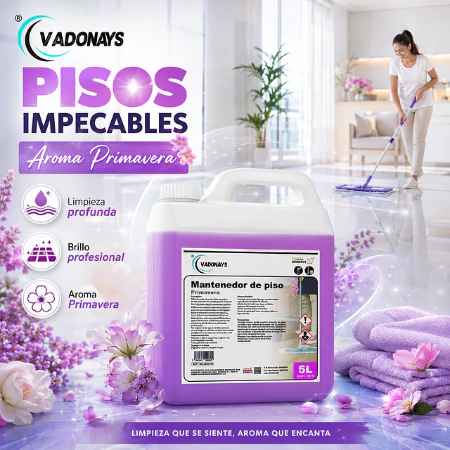Limpia Pisos Aroma Primavera Vadonays 5 Litros