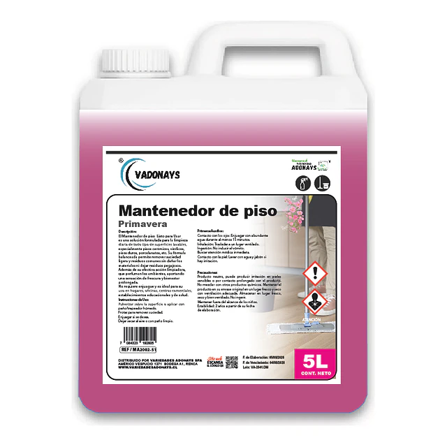 Limpia Pisos Aroma Primavera Vadonays 5 Litros