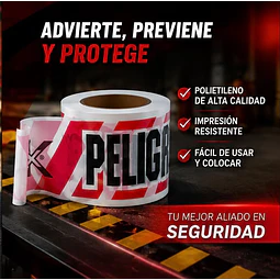 Cinta Peligro Rojo Con Blanco 8cm X 350 Mts
