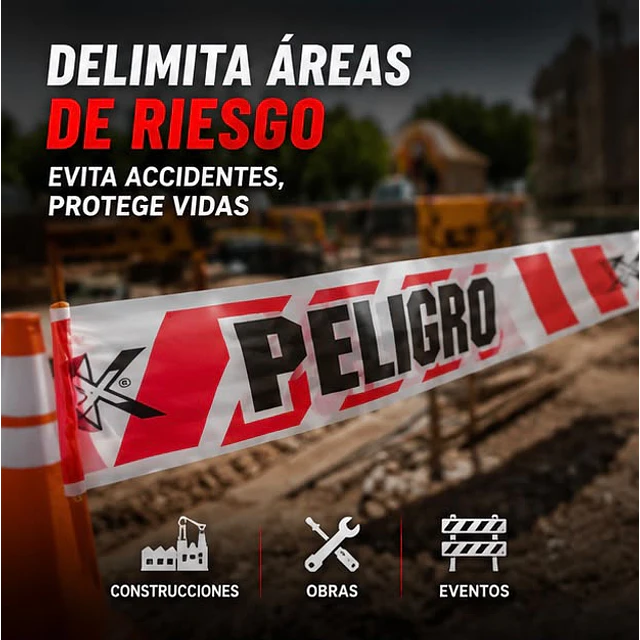 Cinta Peligro Rojo Con Blanco 8cm X 350 Mts