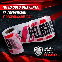 Cinta Peligro Rojo Con Blanco 8cm X 350 Mts