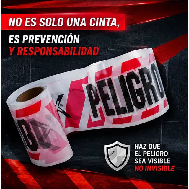 Cinta Peligro Rojo Con Blanco 8cm X 350 Mts