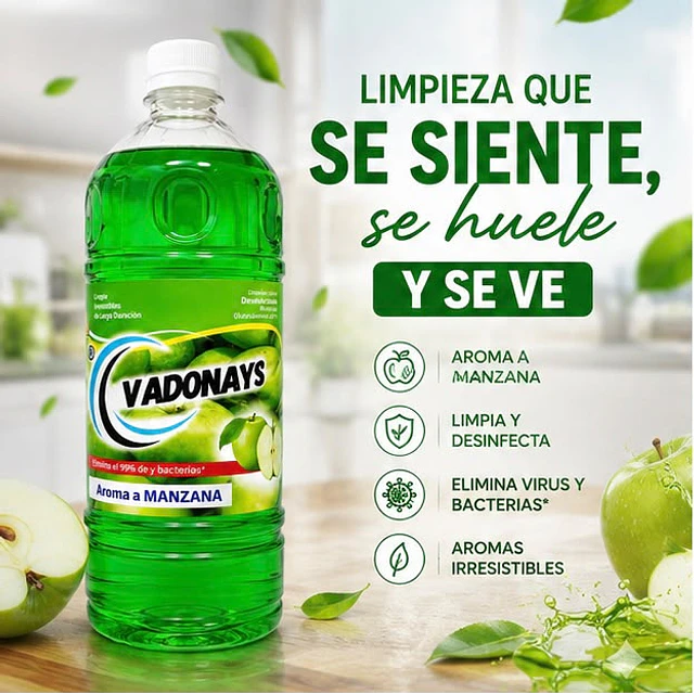 Limpia Pisos Aroma Manzana Vadonays 1800ml