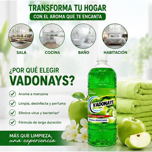 Limpia Pisos Aroma Manzana Vadonays 1800ml