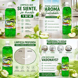 Limpia Pisos Aroma Manzana Vadonays 1800ml