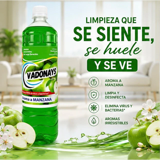 Limpia Pisos Aroma Manzana Vadonays 900ml