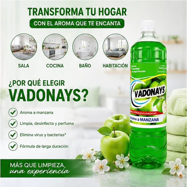 Limpia Pisos Aroma Manzana Vadonays 900ml