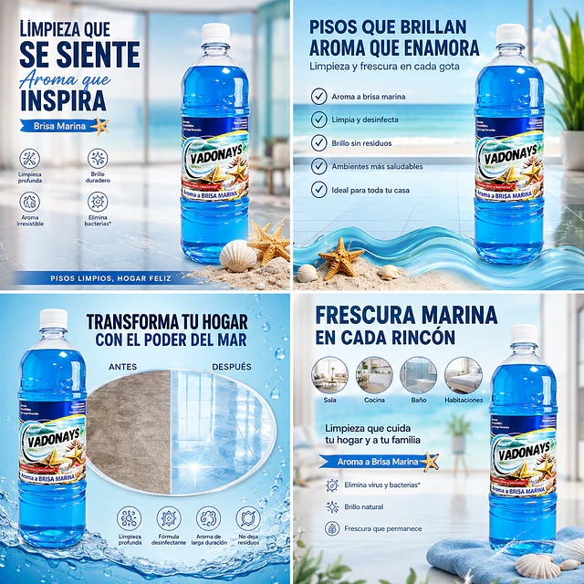 Limpia Pisos Aroma Brisa Marina Vadonays 1800ml