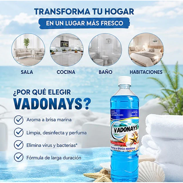 Limpia Pisos Aroma Brisa Marina Vadonays 900ml